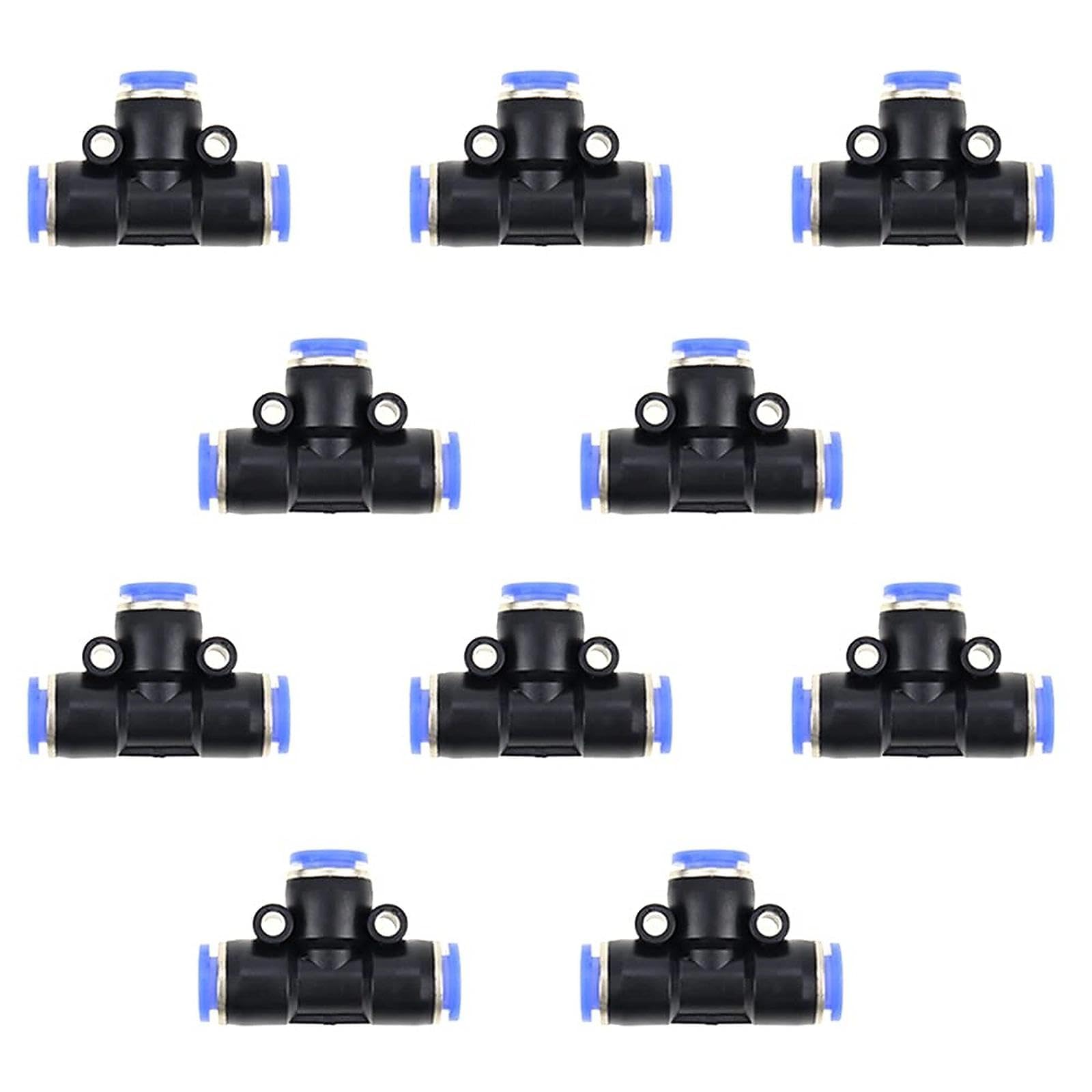 ZXShow 10 Pieces 6mm Air Fittings Air Hose Pneumatic Plastic Push Connector Pneumatic Airs 3 Way Quick Fittings Connector 6mm Tube Hose Pipe Water Quick T-Junction Fitting