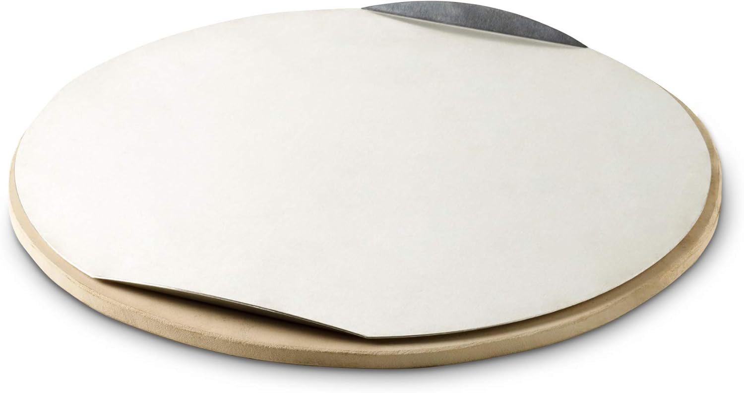Weber® Pizzastein rund Ø36cm, mit Alublech, für Holzkohlegrills, Gasgrills, Elektrogrills und Backofen, 17058