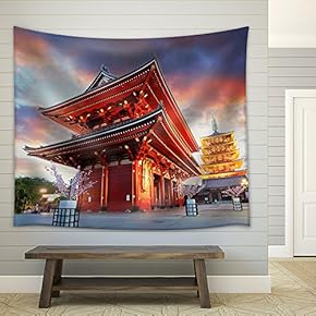 Tokyo - Sensoji-Ji, Temple in Asakusa, Japan - Fabric Wall Tapestry Home Decor - 51x60 inches
