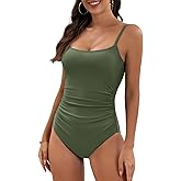 Eomenie Women's One Piece Swimsuits Tummy Control Ruched Bathing Suit 1 Piece Swimwear