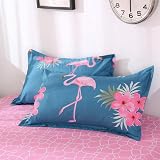 Loussiesd Flamingo Duvet Cover Set Blue Pink Floral King Super King view 3