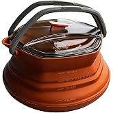 HEX Collapsible Camping Kettle 1L, Foldable Silicone Kettle with Stainless Steel Base, BPA Free Portable Backpacking Tea Pot for Hiking &amp; Outdoor Cooking (Terracotta)
