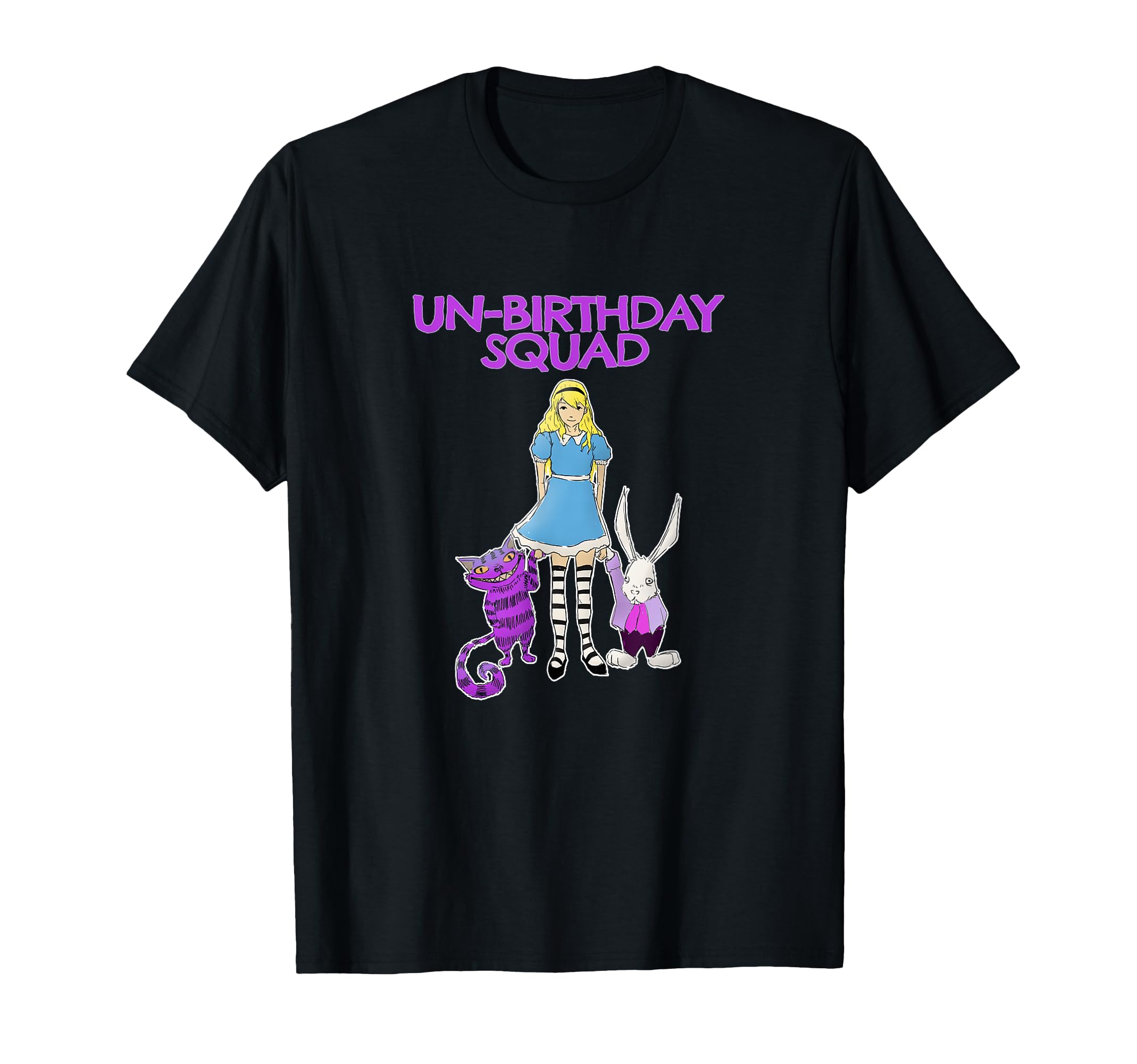 UnBirthday Squad - Alice Cheshire Grinning Cat White Rabbit T-Shirt