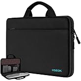 Hseok Laptop Case 13.3-14 Inch Briefcase, 180 Opening Water-Resistant & Shockproof Bag with Soft Velvet Lining, Compatible with MacBook Pro 14", Mac Air/Pro 13.3", XPS 14/13 and 13"-14" PC,Deep Black