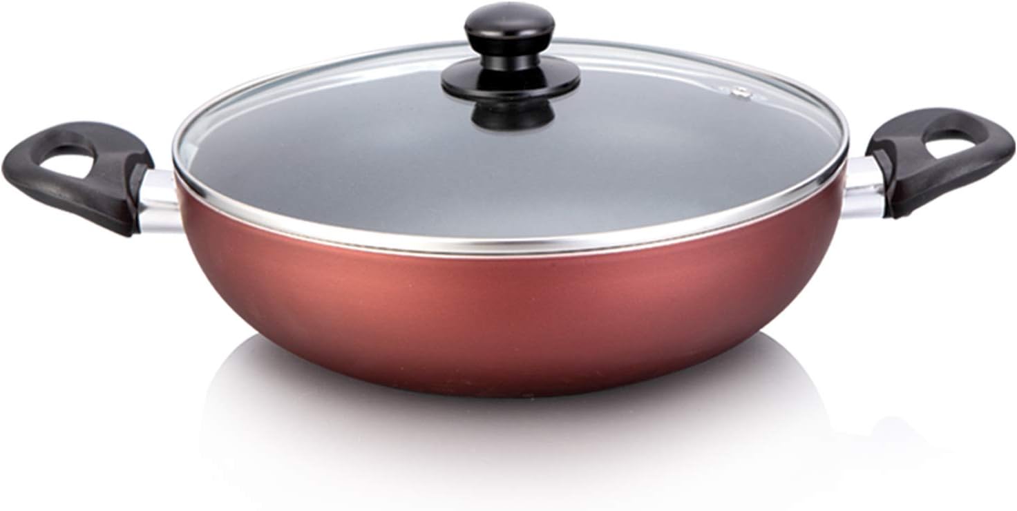 ONIX enthusing generations OKP-2880 Nonstick Aluminium Induction Base Kadai Pan (28 cm, Maroon)