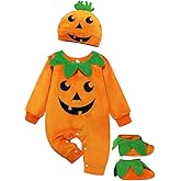 ROYLAMP Infant Baby Boys Girls Halloween Pumpkin Romper JackOLantern Orange Long Sleeve Outfi