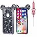 iPhone X Case, Umiko(TM) Lovely Cute Animal 3D Glitter Bling Rhinestone Disney Mickey Mouse Ears Sparkly Diamond Soft TPU Rubber Case with Strap for Apple iPhone X, Black