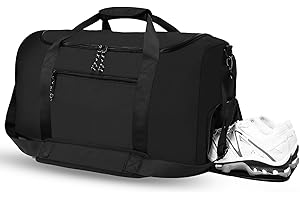 MOGONICE Large Capacity Sports Bag for Men, 46L Sports Travel Duffel Bag with Waterproof Shoe Compartment, Built-in Mesh Pocket Lightweight Gym Duffle Bag for Women, Black