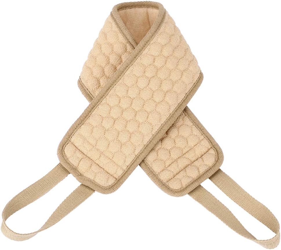 Omenluck Beige Natural Fiber Back Rubbing Towel with Massage Particles 8x81cm