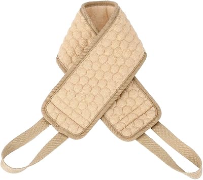 Omenluck Beige Natural Fiber Back Rubbing Towel with Massage Particles 8x81cm