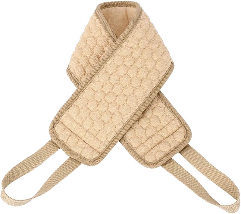 Omenluck Beige Natural Fiber Back Rubbing Towel with Massage Particles 8x81cm