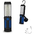 HEDAQI Rechargeable Work Light Portable LED Multi-use Magnetic Flashlight with Hanging Hook, Waterproof Work Flashlight for Car Repair Household Blackout and Emergency(Blue)