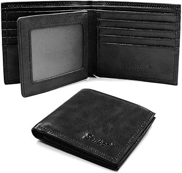Amazon Senbos財布メンズ 二つ折り 本革 ミニ財布 Rfid カードケース コンパクトウォレット ギフトボックス付き ブラック 財布