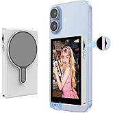 Vlog Selfie Monitor Screen Built-in Speaker, Magnetic Wireless Back Camera Monitor for iPhone & Android, 4K30FPS Rear Camera Selfie Monitor with Zoom for Selfie Vlog Live Stream TikTok (White)