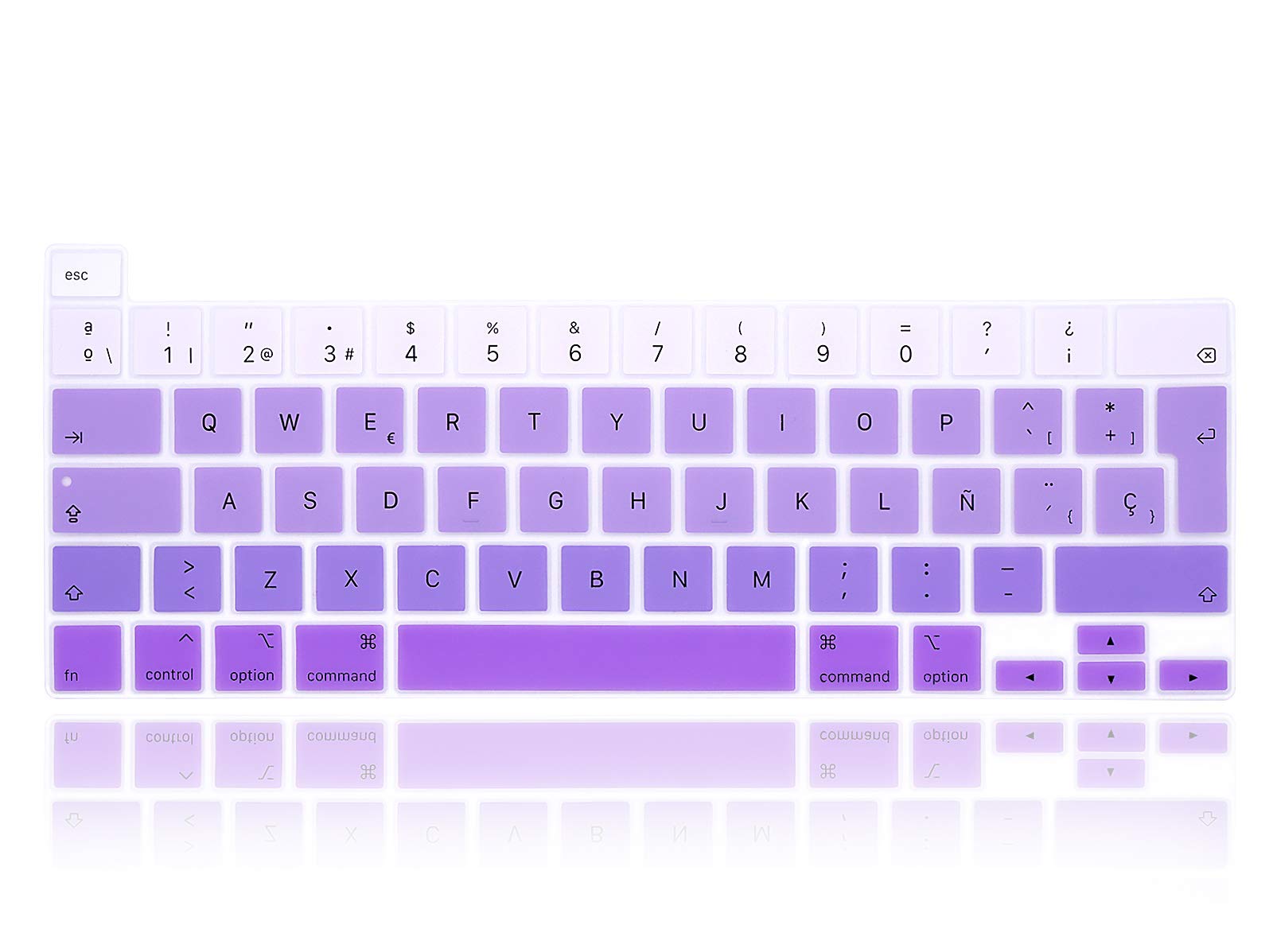 XHLWZR EU/UK Spanish Language Silicone Keyboard Cover Skin for MacBook Pro 16 inch A2141 2019+,for MacBook Pro 13 with Magic Keyboard Pro M1 Chip A2338/A2251/A2289 2020+,Gradient Purple