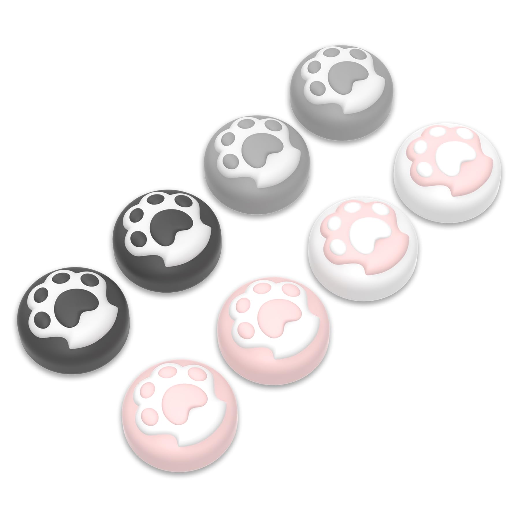PlayVital Thumb Grips for Nintendo Switch 2 | Kawaii Silicone Joystick Caps (8-Pack) - Cute Accessories Analog Stick Covers for Joycon 2 - Cat Paw