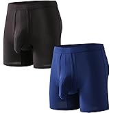 Separate Pouch Men's Underwear Boxer Briefs Anti-Chafing Long Leg Mens Tagless bulge sexy for man elephant Nose trunks 2 pack