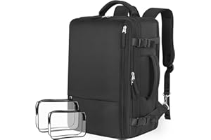 FALARK INC Travel Backpack For Women Men, Carry On Backpack Flight Approved, Waterproof Anti-theft Personal Item Trave Bag With USB Port For Travel, Black