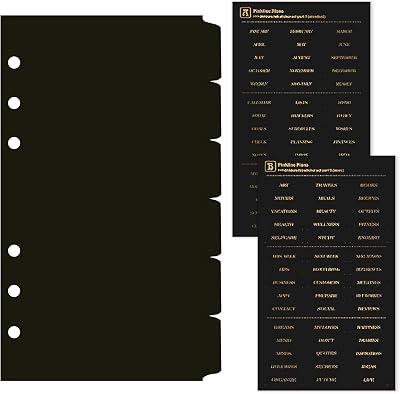 DY.2ten Black Dividers for 6 Ring Binder 6-Tab A6 6 Hole Plastic Dividers