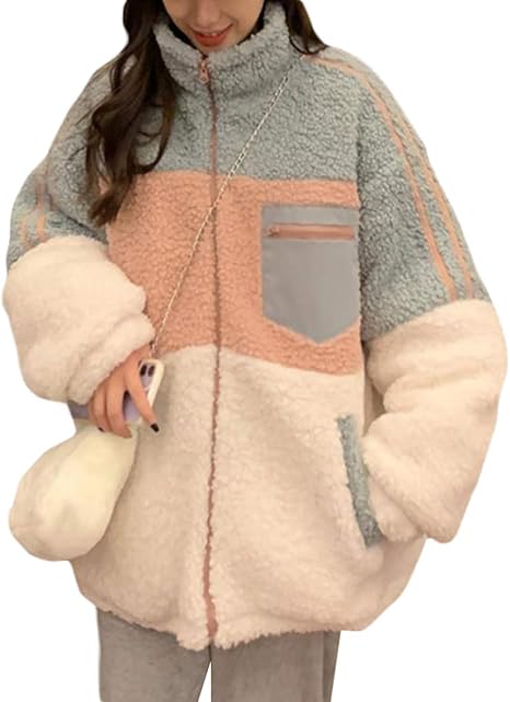 Amazon Shuming ボアコート レディース ボアブルゾン ボアジャケット もこもこ 厚手 防寒 アウターコート ボア 暖かい カジュアル 韓国風 コート 冬 ショートコート 可愛い Free白 コート ジャケット 通販