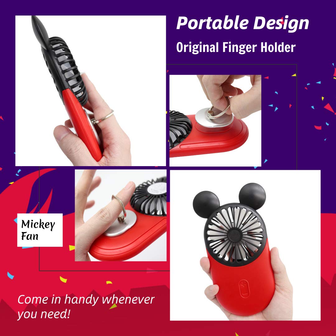 Cute Handheld Mini USB Fan, Rechargeable Portable Fan, 3 Adjustable Speeds and Wearable Accessories, Pocket Size for Indoor Or Outdoor Activities (Blue)