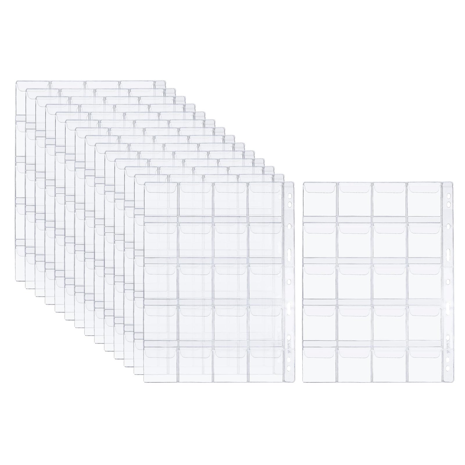 PATIKIL 20 Pockets Coin Collecting Pages, 15 Sheets Coin Binder Inserts Sleeves with 9 Hole Coins Holder for Coin Book Album, Clear