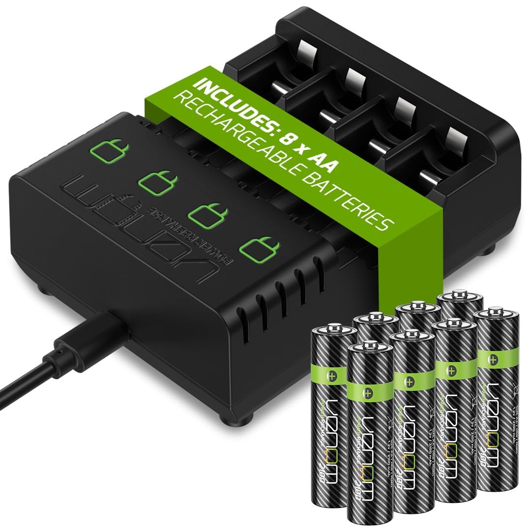 Venom Rechargeable AA Batteries plus Charging Dock - Includes 8 x AA 2100mAh Batteries