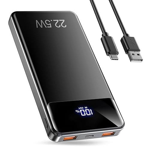 Power Bank, Portable Charger 12000mAh Fast Charging PD22.5W USB-C/USB-A Output, PowerBank Phone Battery Pack for iPhone 16 15 14 13 Plus Pro Max Mini Glaxy