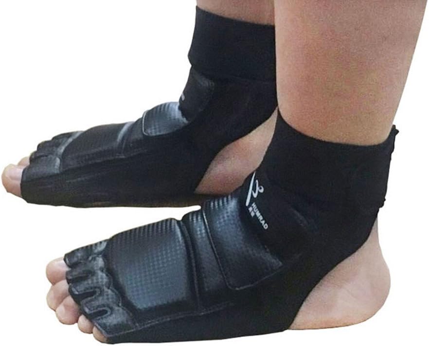 Wonzone Taekwondo Training Boxing Foot Gear Martial Arts Protector Sparring Gear Muay Thai Kung Fu Tae Kwon Do Feet Protector TKD Foot Gear Support for Men Women Kids Black : Sports & Outdoors
