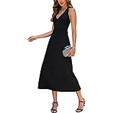 YYA Women's Formal Dresses Sexy V Neck and Backless Midi Long Dresses with Hanging Neck Design S-XL