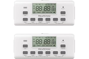 [2 Pack] NEARPOW Digital Timer for Electrical Outlets, Outlet Timer for Lights with Dual Outlets,10 On/Off Programs, 24-Hour 