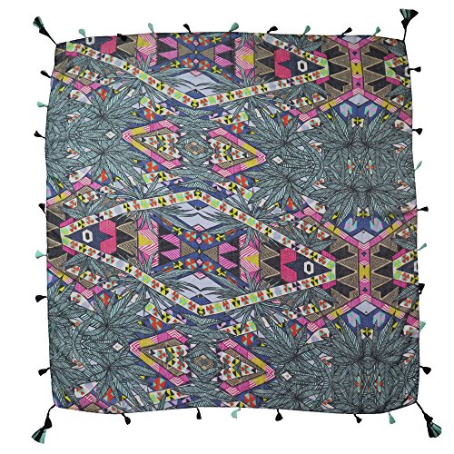 Lina & Lily Multi-Patterns Floral Geometric Paisley Print Square Tassel Scarf (Pattern A-gray)