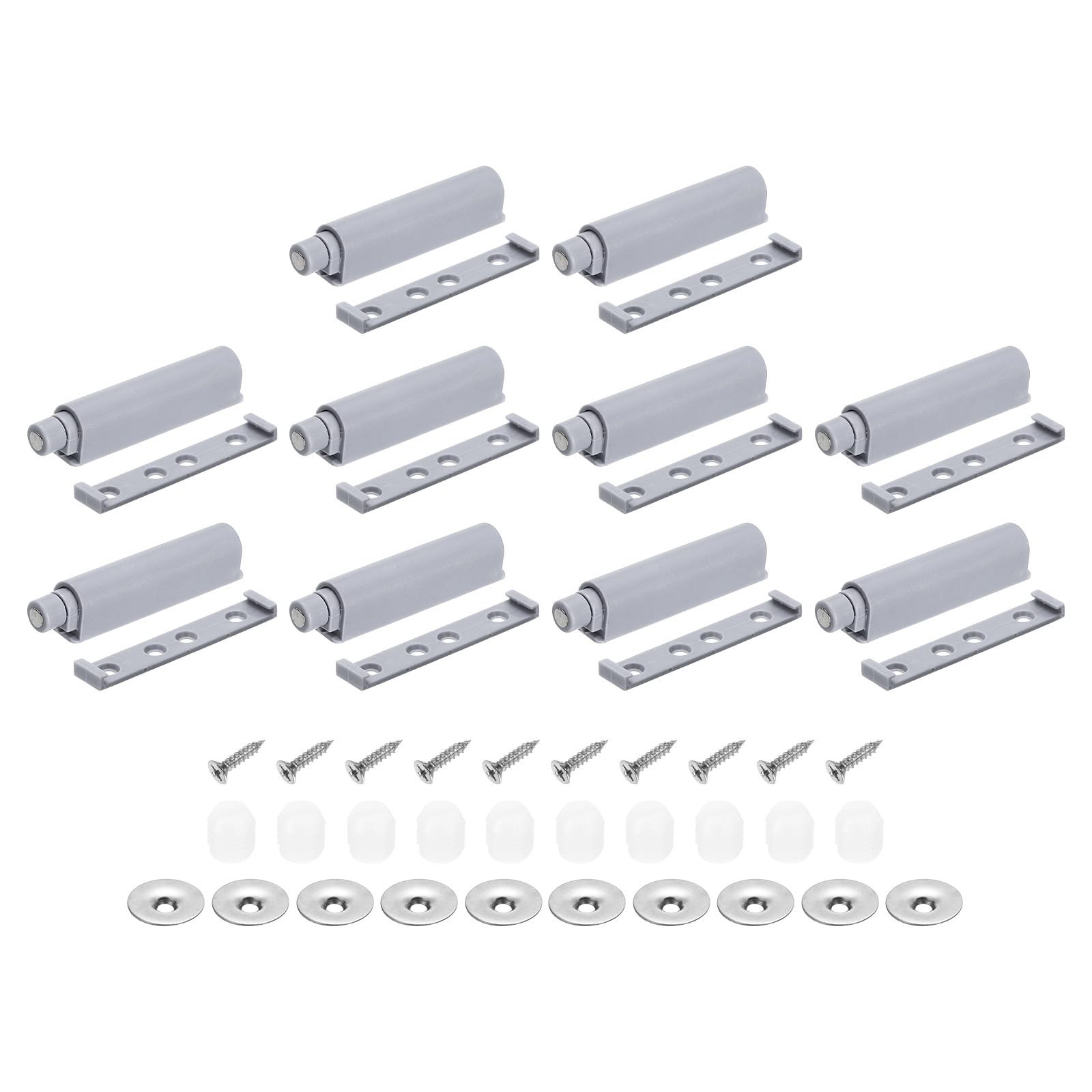 uxcell D2 Magnetic Push Latches, 10Pcs Push to Open Door Latch, Magnetic Touch Latches for Wardrobe, Door, Cupboard Drawers, Grey
