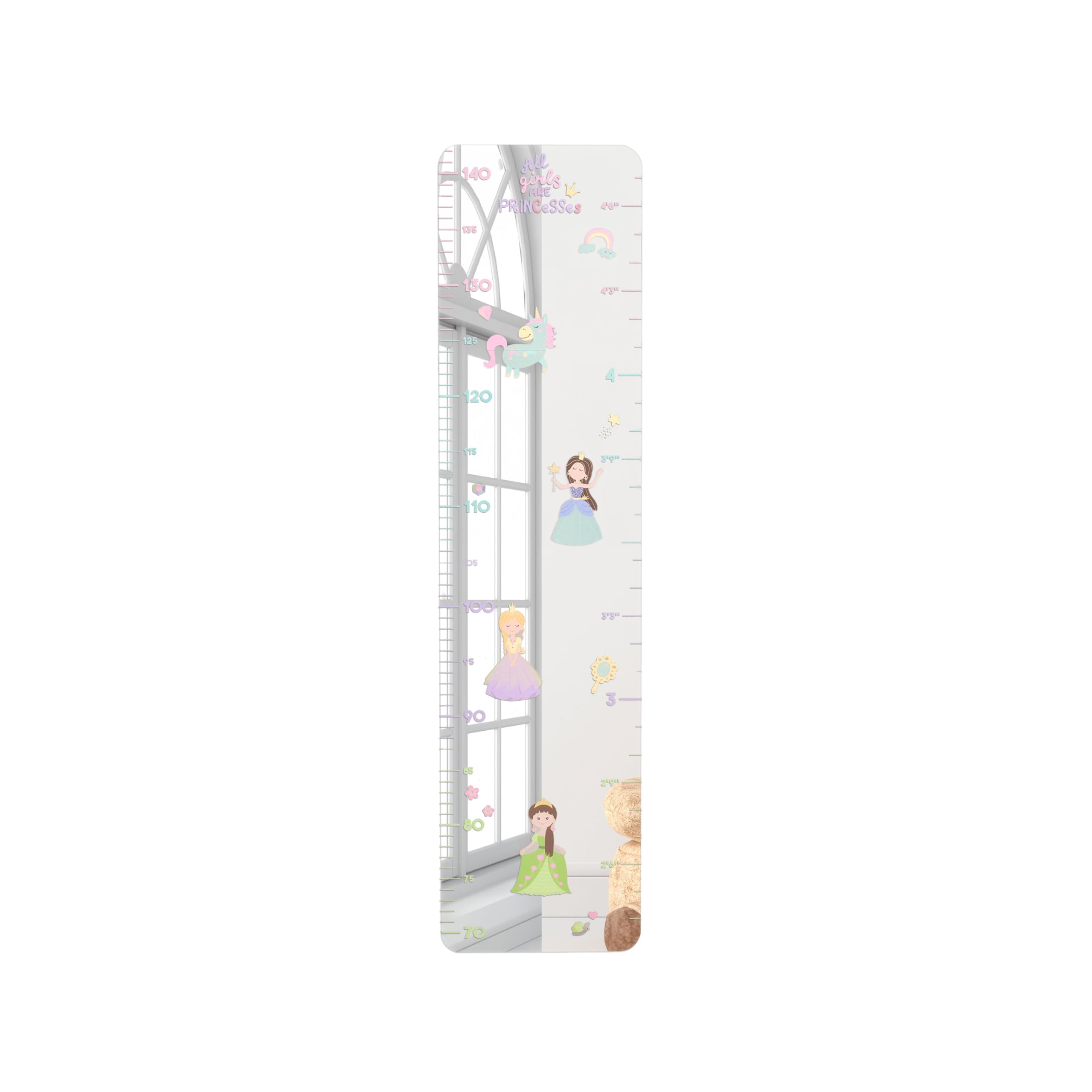 Photo 1 of MYRO - Mirrored Height Chart for Children – Shatterproof Acrylic Growth Chart for Nursery, Bedroom, School Locker & Playroom (Magical Princess)