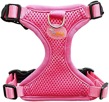Bone Style Soft Mesh Nylon Dog Vest Harness +Dog Leash Pet Halter Harnesses (L, Pink)