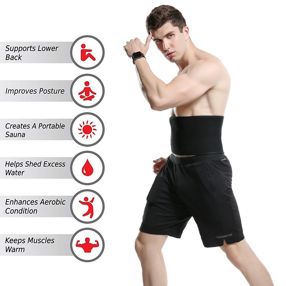 FTEOX Waist Trimmer Belt,Breathable Absorb Sweat Waist Trimmer for Women & Men,Adjustable Stomach Fat Burner for Lower Back Support,Stomach and Back Lumbar Support