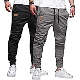 JMIERR Mens Casual Joggers Pants - Cotton Drawstring Chino Cargo Pants Hiking Outdoor Twill Track Jogging Sweatpants Pants