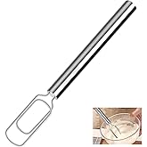 Danish Dough Whisk for Sourdough Starter Mixer Stick, 12" Stainless Steel Dough Whisk, Bread Mixer for Cooking, Mixing, Sourdough, Pizza, Dishwasher Safe