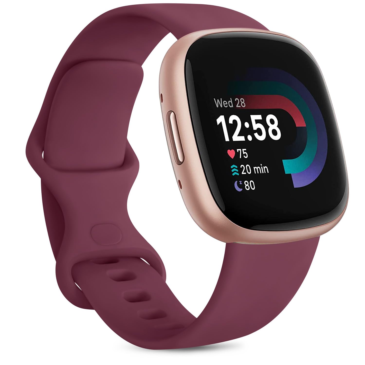 Strap for Fitbit Versa 4/ Versa 3 Straps for Women Men/Fitbit Sense/Sense 2 Strap, Soft Sport Watch Strap Replacement Wristbands for Fitbit Versa 4/Versa 3/Fitbit Sense/Sense 2 (Wine Red, Small) — image 1