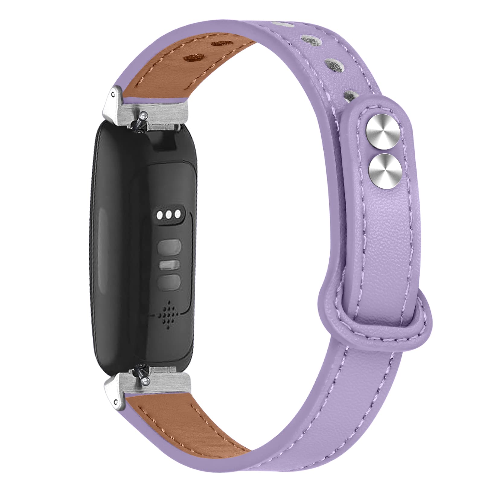Gimuk Leather Strap Compatible with Fitbit Inspire 2 Strap Women Men, Genuine Leather Sport Wristband Replacement bands Bracelet for Fitbit Inspire HR/Inspire/Ace 2/Ace 3 (Purple)