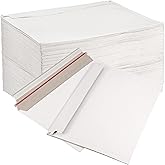 SINJEUN 100 Pack 9x 12 Inch Stay Flat Mailers, 250 gsm Self Seal White Cardboard Envelopes, Stay Flat Envelopes for Files, Photos, Pictures, Papers
