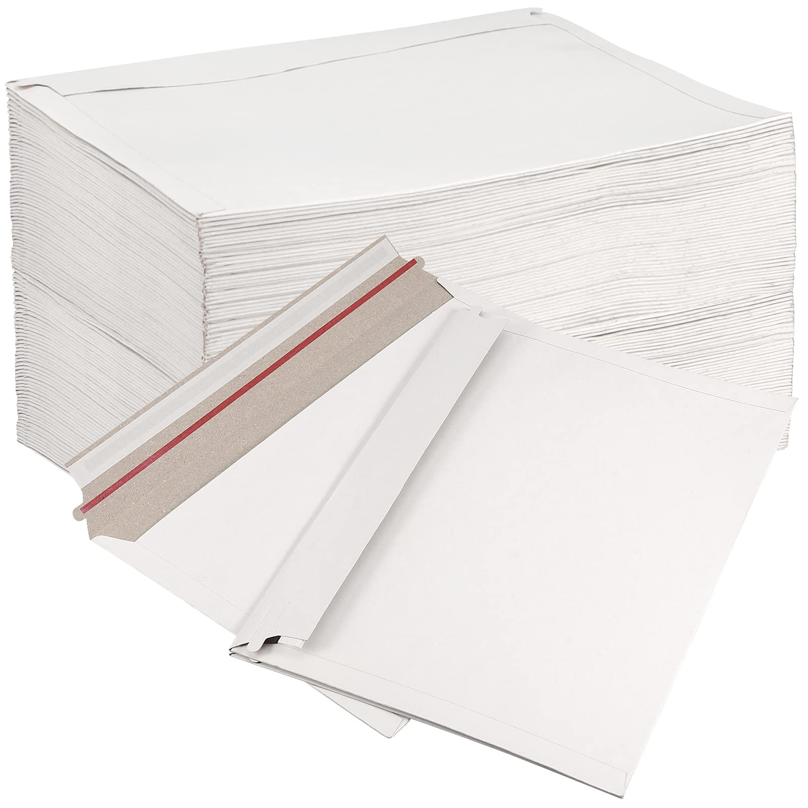 SINJEUN 100 Pack White Cardboard Envelopes A5 C5 Size 250mm x 160mm Lagre Cardboard Envelopes, 250gsm Rigid Paperboard Mailer for Paper, Photos, Cards