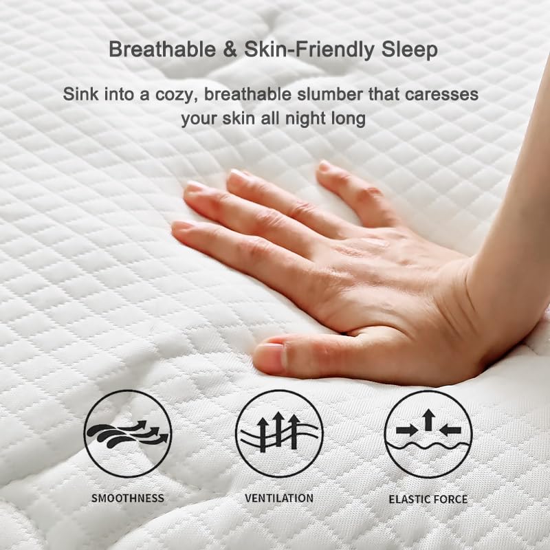 Queen Size Mattress in a Box, 10 Inch Queen Bed Mattress, 60x80 Inch Pocketed Coil Mattresses,Single Person PortableSoft Hotel-Grade
