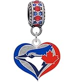 Toronto Blue Jays Swirl Heart Charm Compatible With Pandora Style Bracelets. Can also be worn as a necklace