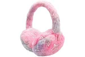 IHCEMIH Earmuffs for Girls Adjustable Ear Muff Winter Faux Fur Ear Warmers Bronzing Gold Heart Star Ear Cover for Kids