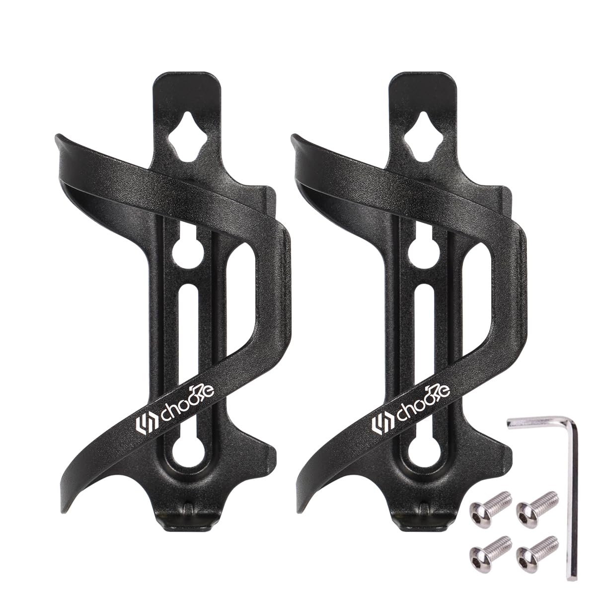 Chooee Bicycle Water Bottle Cage,Aluminum Bike Water Bottle Holder for Road Bikes Mountain Bikes 2-Pack Black