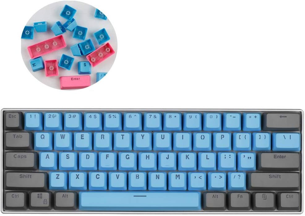 YQYL 61-key mechanical keyboard keycap PBT frosted transparent keycap 61 keycap two-color molding injection keycap,A