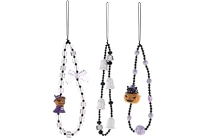 Taouzi 6PCS Beaded Phone Lanyard Wrist Strap Face Beaded Phone Charm Fruit Star Pearl Rainbow Color Beaded Phone Chain Strap for Women