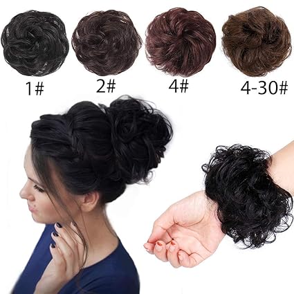 100 Real Human Hair Scrunchies 1 Curly Messy Hair Bun