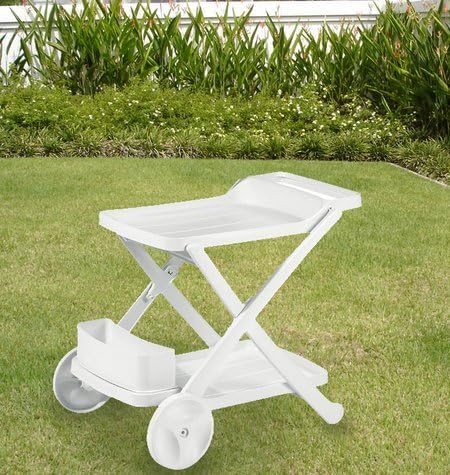 Desserte De Jardin Blanc Pliante Sur Roulettes Amazon Fr Cuisine Maison
